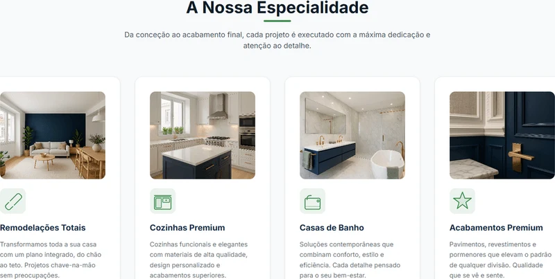 Projeto de website — página inicial