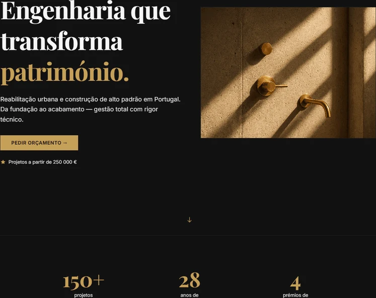 Projeto de website — detalhe de interface